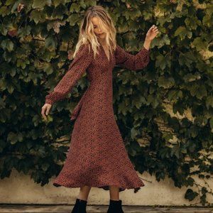 Doen Red and Black Floral Dress